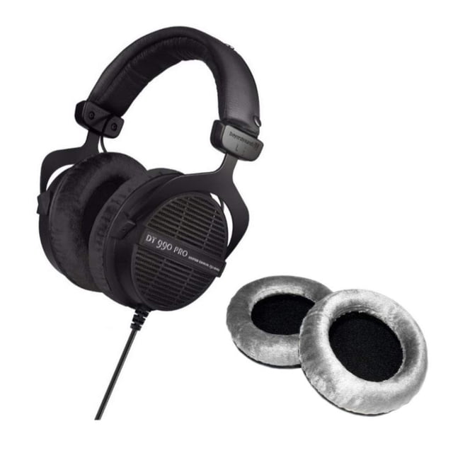 Beyerdynamic DT 990 PRO Studio 250 OHM Headphones (Ninja Black, Limited Edition) with Extra Set of Earpads (Silver) Bundle