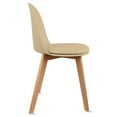 thumbnail image 5 of Set of 2 Armless Plastic Dining Chair Wood Legs for Dining Room Plastic Molded Seat With Cushion, Beige, 5 of 11