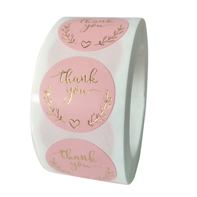 CAROOTU 500pcs/roll Thank You Stickers High Quality Seal Labels Scrapbook Handmade Sticker Circle Decor