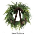 thumbnail image 3 of Artificial Christmas Wreath for Front Door with Velvet Bow, Real Touch Cedar and Pinecone Greenery, Farmhouse Holiday Decor for Indoor Outdoor Use on Windows, Wall, Winter Festival Home Decoration, 3 of 8