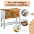 thumbnail image 3 of 35''Console Table with Bottom Shelf and 2 Door Cabinet, Farmhouse Foyer Table, Coffee Bar Cabinet and Sofa Table for Entry Way, Dining Room and Hallway, Antique White&Natural Top&Door, 3 of 9