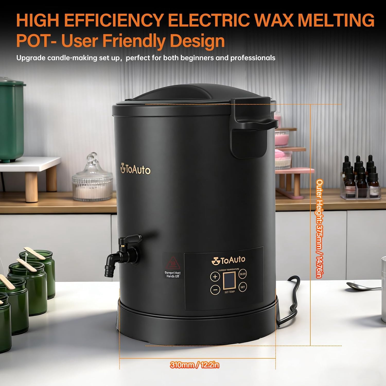 6L Digital Wax Melter for Candle Making Business Electric Melting Pot with Heating Core Spout Temperature Control 60–100℃