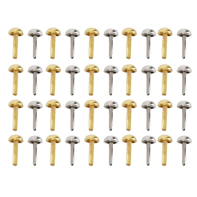 40 Pcs 6mm Mini Brads Gold Silver Electroplating Round Brass Metal Paper Fasteners Brads for DIY Craft Scrapbooking