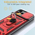 thumbnail image 5 of Elegant Choise Phone Case with Ring Stand and Slide Camera Lens for iPhone 16 Pro Max/16 Pro/16 Plus/16, Red, 5 of 15