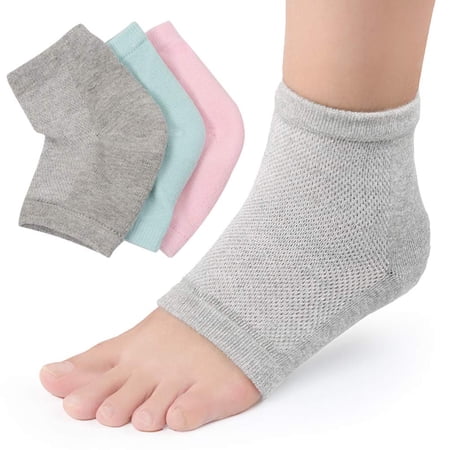 Mens Socks 3pcs Moisturizing Heel Socks Lined Toeless Spa Socks to Heal and Treat Dry Cracked Heels (Grey) Men Socks