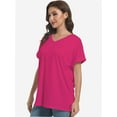 thumbnail image 3 of 3-pack Hot Pink Women's Tshirts Casual V Neck Short Sleeve Loose Summer Tunic Tops, 3 of 5