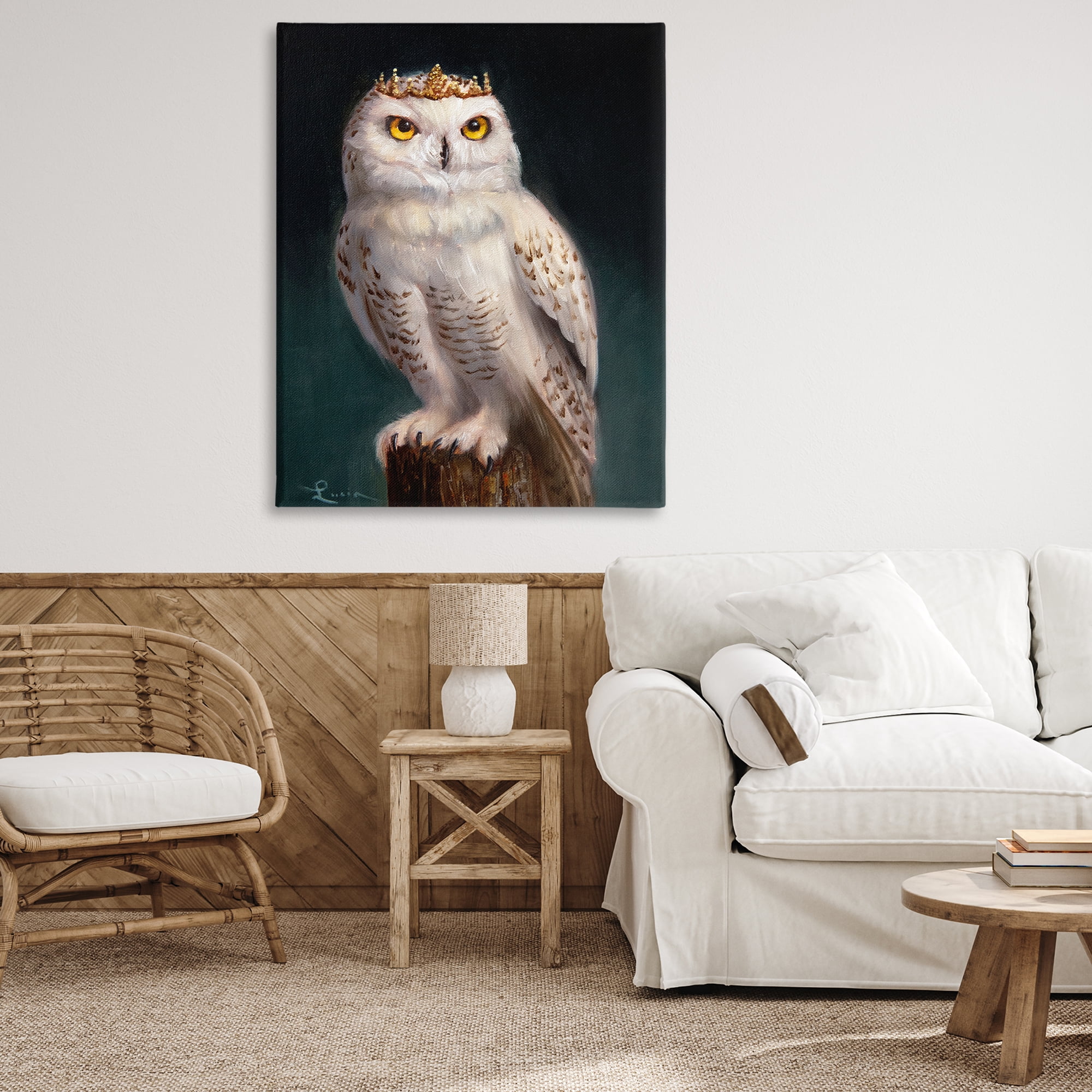 Snowy Owl King Canvas Wall Art, design by Lucia Heffernan