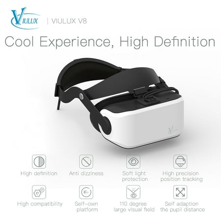 VIULUX V8 VR PC Helmet 3D Glasses Headset Game Movie Virtual Reality Headset PC Connected Head-mounted for (Best Vr Headset For The Money)