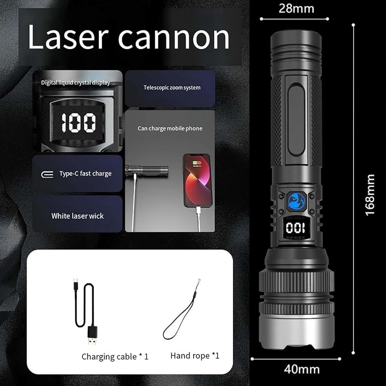 The Ultimate Survival Flashlight Pro, LED Flashlights High Lumens, Waterproof Handheld Flashlights, 5 Modes Torch with LED Digital Display for home