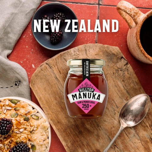 Hilltop Honey Manuka MGO250+ Honey 225g, British Import (Pack of 2)