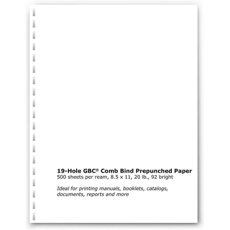 Prepunched Paper GBC 19 Hole Alliance Laser Cut Sheet 8.5 x 11 92 Bright, 20lb, 2,500 Sheets/Carton | 80 Cartons | Pallet