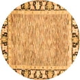 thumbnail image 1 of Ahgly Company Indoor Round Abstract Orange Modern Area Rugs, 4' Round, 1 of 4