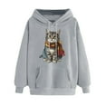 thumbnail image 3 of VEKDONE Cute Cat Graphic Hoodies for Women Fall Long Sleeve Thin Fleece Hooded Sweatshirts Casual Loose Fit Lightweight Pullover Sweatshirt with Pockets, 3 of 6