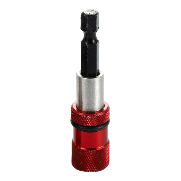 Adaptador de mandril magnético de liberación rápida de 1/4 de pulgada, soporte para destornillador con hexágono interior. rojo