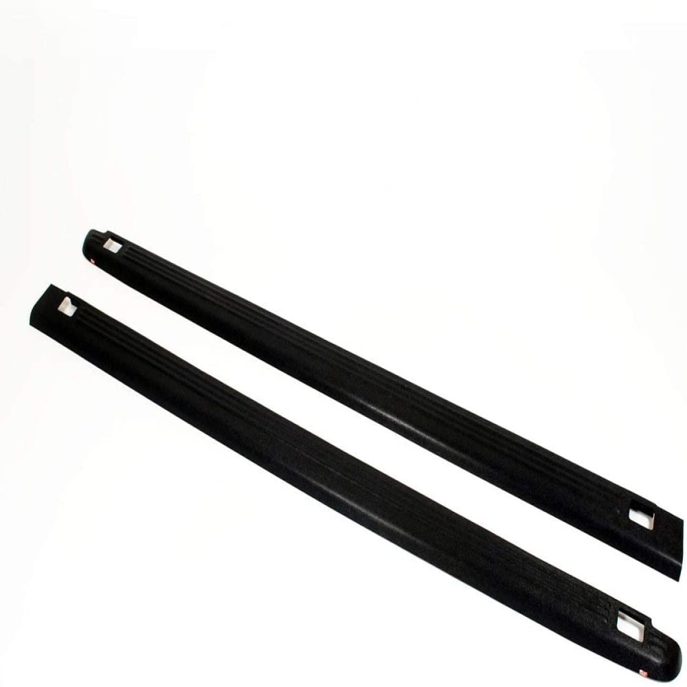 Set of 2 ECOTRIC Truck Bed Rail Caps Black Smooth Finish with Stake Pocket Hole Cutouts for 2002-2009 Dodge Ram 1500 2500 with 6.5ft Bed 