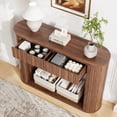 thumbnail image 5 of Wirrytor Mid-Century Modern Fluted Console Table with 2 Drawers, Narrow Entryway Table with Storage Shelf, Accent Sofa Table for Living Room, Walnut, 5 of 7