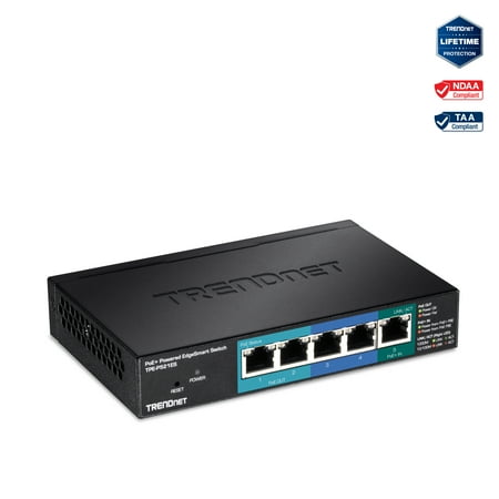 UPC: 0710931161229 | TRENDnet TPE-P521ES 5-Port Gigabit PoE+ Powered EdgeSmart Switch with PoE Pass Through(15w)