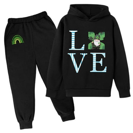 

Boys Matching Sets Size 10-12 Kids Hoodie Sweatshirt And Sweatpants Irish Festival Pullover Hoodie Set Tracksuit 2 Piece Outfits Baby Boy Clothes Black 5-6 Years