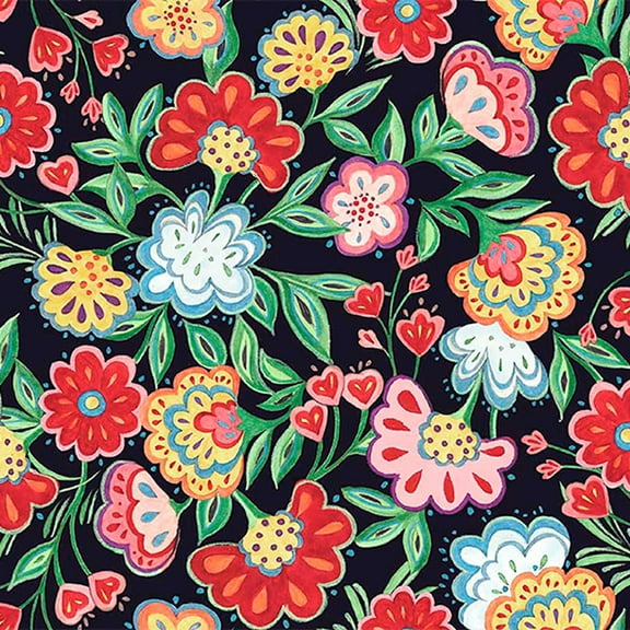 Susan Winget Calico Red Florals Cotton Fabric