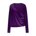 thumbnail image 4 of Felirenzacia Women's Sequin Patchwork Cross V Neck Pullover Top, Slim Fit Sweatshirt, S-2XL, 4 of 7