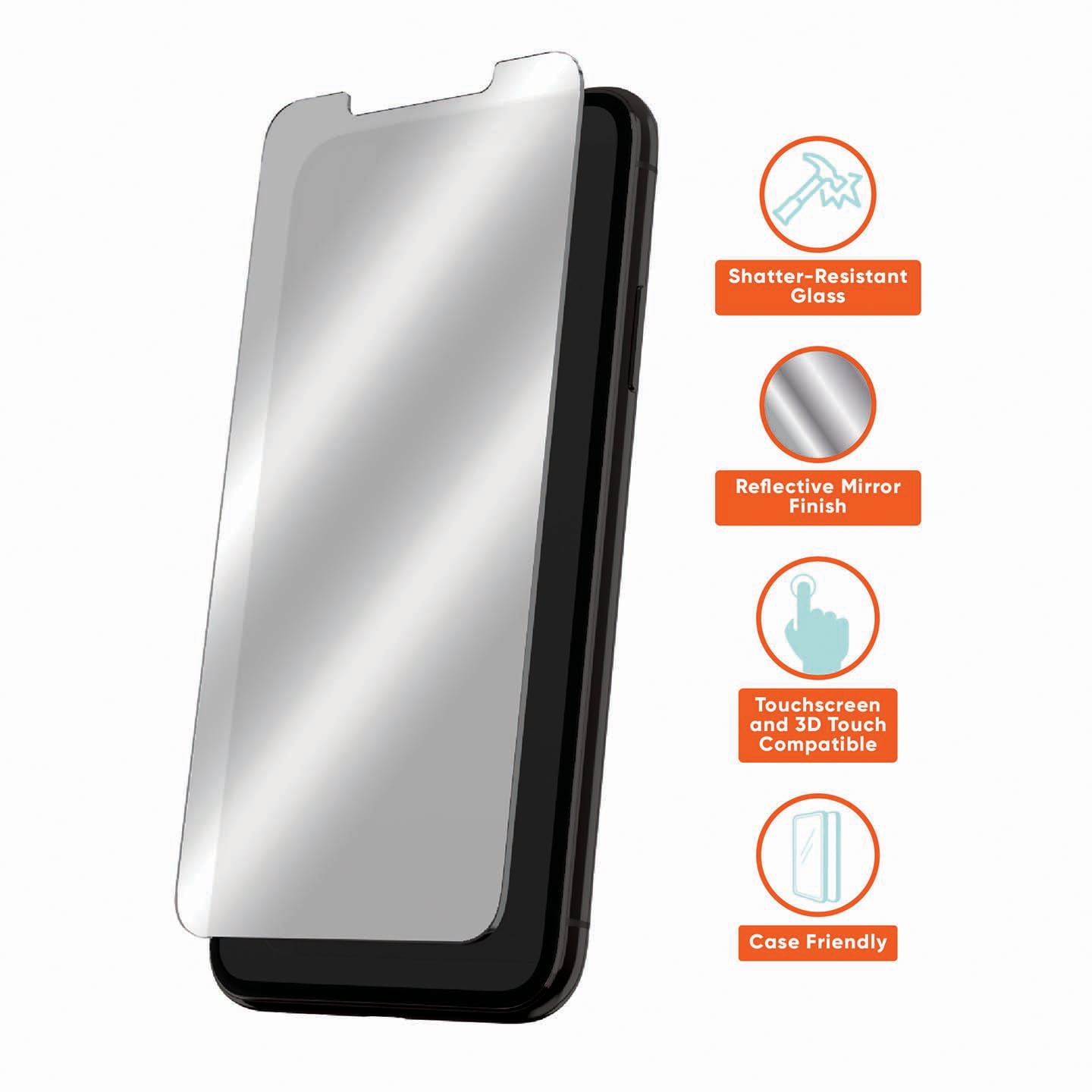 onn. Mirror Glass Screen Protector for iPhone XS Max, 11 Pro Max