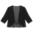 thumbnail image 3 of TiaoBug Women's Ruffle Short Sleeve Bolero Cardigan Summer Sheer Chiffon Shrug Elegant Top, 3 of 7