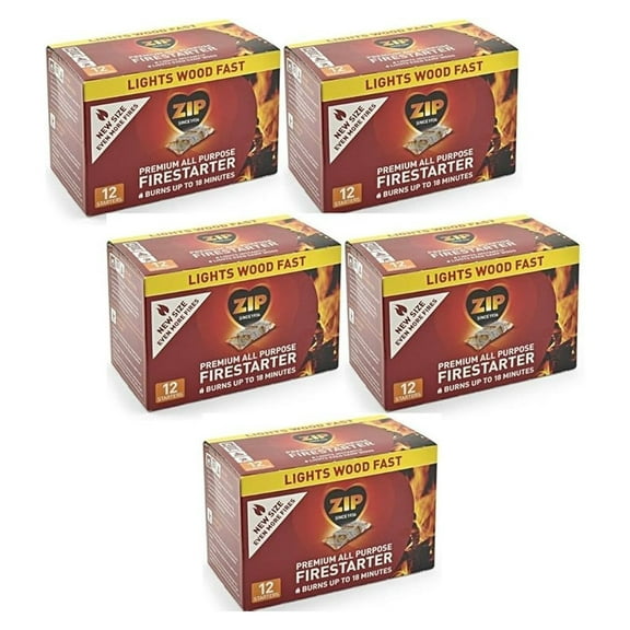 Zip Fire Starter 60 Pack - All Purpose Wrapped Kerosene Firestarters - Easy Lighting for Camping, Fire Pits, Wood Stoves & Emergency Preparedness