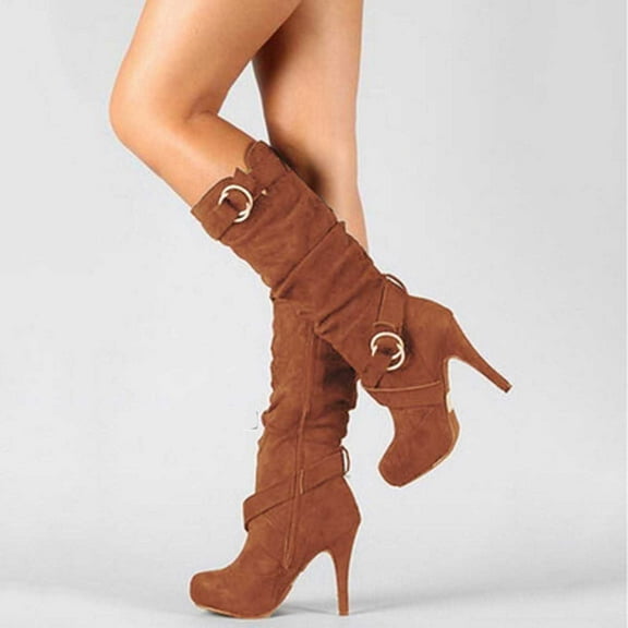 Fashion Winter Large Size Boots For Women Boots Pointed Soled Thick Ladies High Heels Boots Shoes