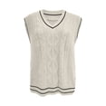 thumbnail image 5 of UJNDER V Neck Sweater Vest for Women Oversized Sleeveless Loose Knit Tops Cable Knit Style Beige One Size, 5 of 6