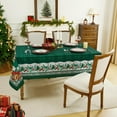 thumbnail image 2 of AUR Christmas Checkered Rectangle Tablecloth, Winter Holly Bell Table Cloth, Green Buffalo Plaid Xmas Table Cover for Dining, Party, Holiday Decor - 60 x 102 Inch, 2 of 15