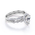 thumbnail image 4 of JeenMata Anillo de Compromiso Vintage con Circonita Cúbica y Piedra Natal de Abril en Talla Pera de 1,5 Quilates: Conjunto Nupcial con Halo Pavé en Oro Blanco de 18 K sobre Plata, 4 of 6