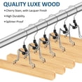 thumbnail image 2 of BagDream 20 Pack Wooden Pants Hangers with Clips, Non Slip Natural Skirt Hangers Smooth Wood Clamp Hanger ith 360°Swivel Hook for Pants, Jeans, Slacks, 2 of 8