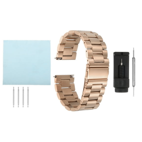 Uxcell Stainless Steel Mesh Watch Band 22mm Quick Release Metal Folding Watch Strap Double-Lock Deployment Clasp Bands for Men Women, Rose Gold