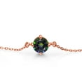 thumbnail image 2 of Gem Stone King 18K Rose Gold Plated Silver Green Mystic Topaz Solitaire Bracelet for Women (1.00 Cttw, Round Cut 6MM), 2 of 3