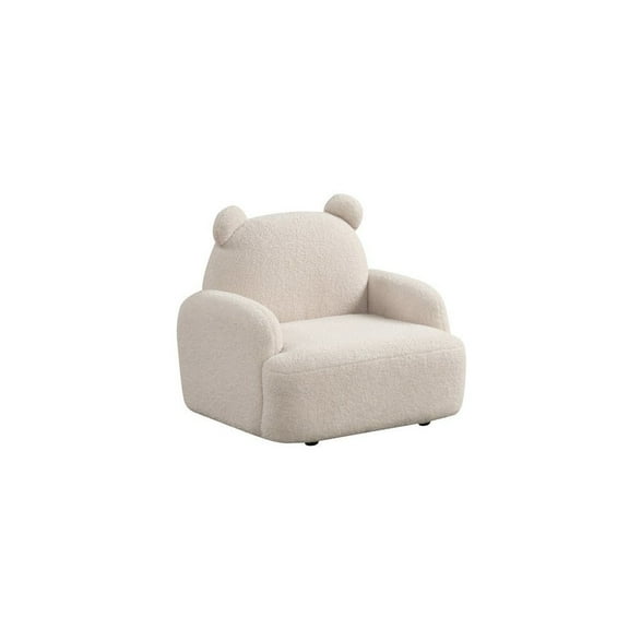Raelynn 25.5"W Beige Sherpa Fabric Bear-Shaped Kids Armchair
