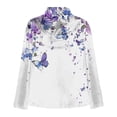 thumbnail image 3 of Fmbrln Womens Elegant Draped Neck Blouse Long Sleeve Office Work Shirts Tops Fashion Floral Print Dressy Party Blouse, 3 of 5