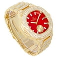 thumbnail image 3 of Charles Raymond Bigger is Better Oversized or Baguette Diamonds for The Luxurious Blinged Out Oblong Metal Mens Watch w/Cuban Bracelet- ST10316CE Cuban (ST10235VO Gold Bright Red), 3 of 8