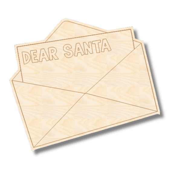 Unfinished Wood Etched Santa Letter Shape 10" / 1/8"