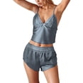 thumbnail image 1 of Conjunto de vestido y pantalones cortos con ribetes de satén y encaje para mujer - Ropa sexy para estar por casa, tallas S-L, 1 of 4