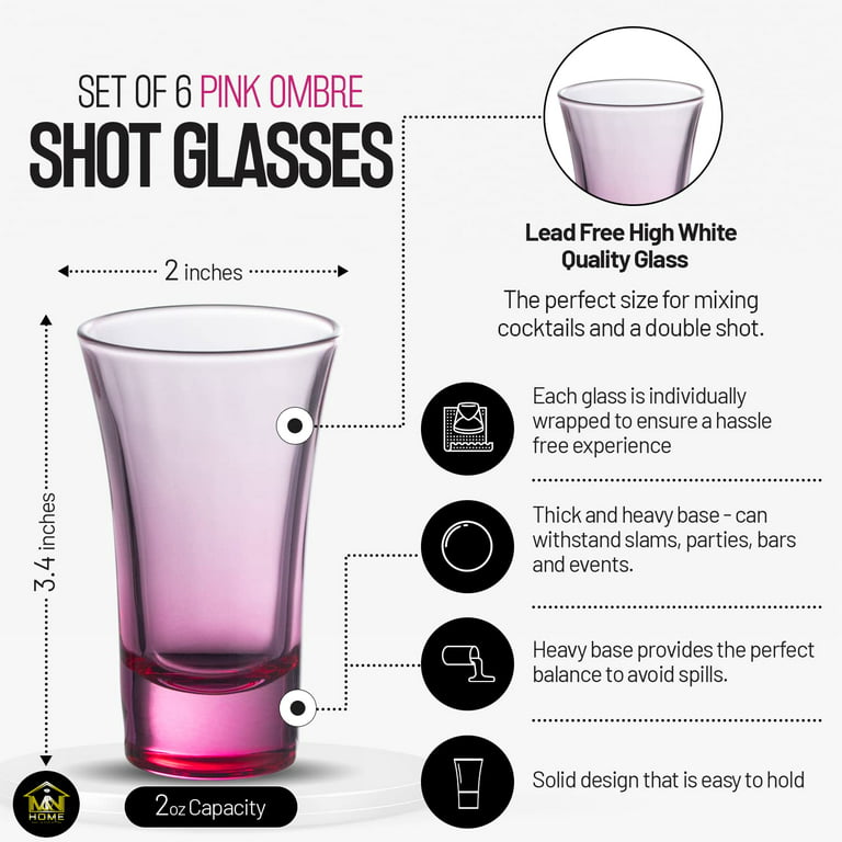 True Slam Tall Glass Shot Glasses, Prinked Half Oz. Measurements