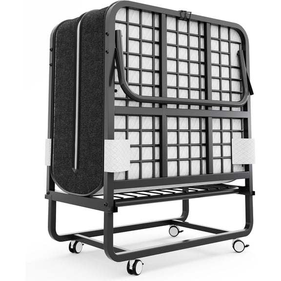 MUTUN Twin Size Folding Bed with Mattress, 75" x 38" Portable Foldable Beds with Premium 5 Inch Memory Foam Mattress, Rollaway Bed Day Bed for Adults with Storage Cover, Extra Fold Up Guest Beds