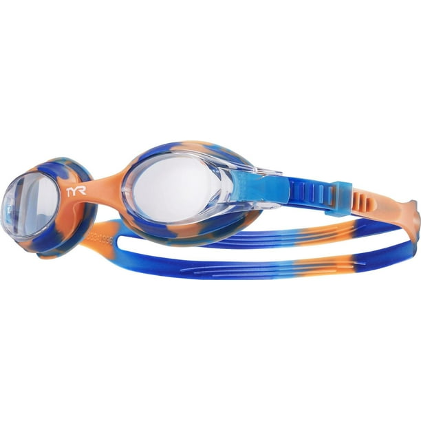 TYR Kids Swimple - Gogles de natación para niños, Transparente/Azul/Anaranjado, Una Talla multicolor