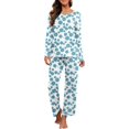 thumbnail image 1 of Women's Long Sleeve Sleepwear Soft Crew Neck Pyjama Set,Fp-white Blue Circle, 1 of 5