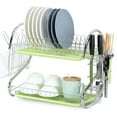 thumbnail image 1 of Zootealy Dish Drying Rack 2 Tier Dish Rack Steel with Removable Drain Board Storage Rack for Dish Drainer Utensil Holder with Cup Rack for Kitchen Countertop Organizer Storage, 1 of 8