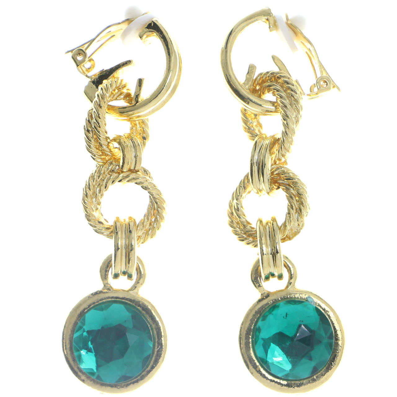 Mi Amore ClipOnEarrings GoldTone/Green