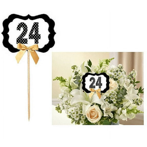 24th Birthday / Anniversary Table Decoration Party Centerpiece Pick - Set of 6