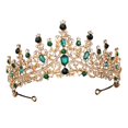 thumbnail image 4 of Rhinestone Crowns Tiaras Wedding Headbands Headpieces Baroque Style Queen Crowns for Events Valentine'S Day Holiday Bridesmaids Women Girls Green, 4 of 9