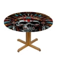 thumbnail image 3 of Orinice Skull Feathers Psychedelic Art Round Table Cover Stain Resistant Washable Indoor Outdoor Tablecloth Kitchen Dining Wedding Parties 100% Polyester Fiber 46-50, 3 of 8