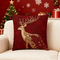 Meggemo 2D Elegant Gemstone Reindeer Pillow Cover Xmas Decorative Cushion Case For Sofa Living Room Home Holiday Decor