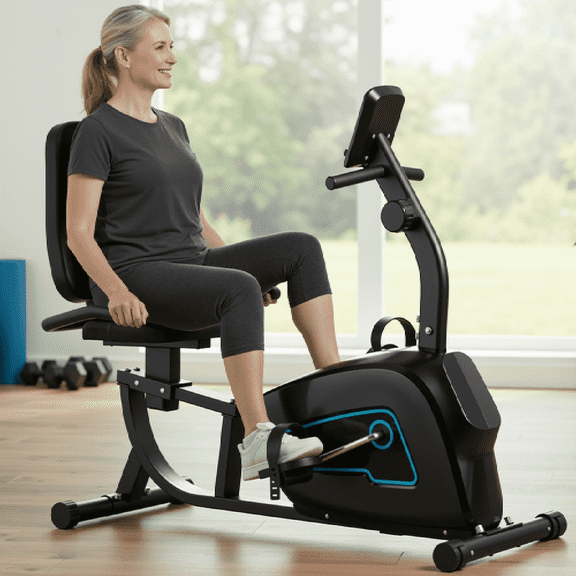 Maxkare Exercise Bike Indoor Recumbent  Exercise Bike Stationary with Adjustable Seat and 8 Resistance Level Seat Height Adjustment